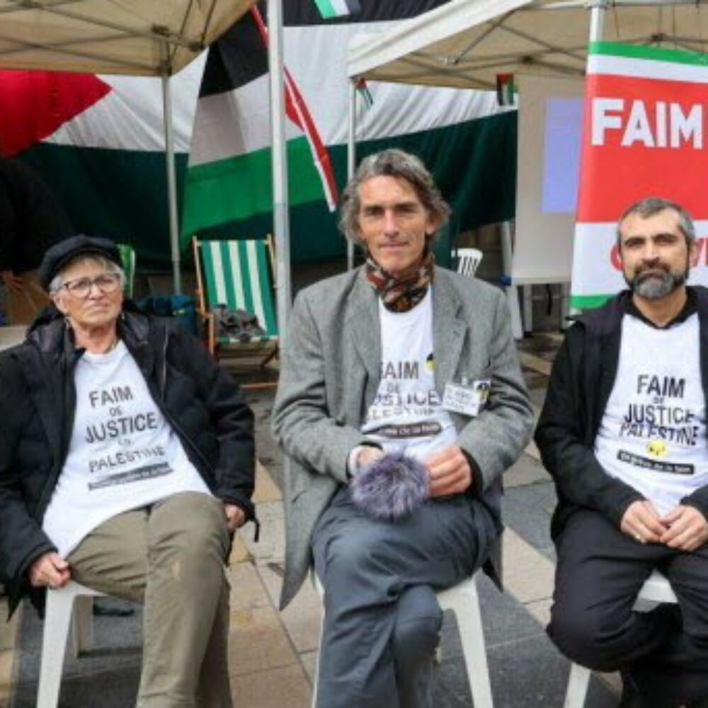 « FAIM DE JUSTICE POUR LA PALESTINE  » – 20 ième jour de grève de la faim; BESANCON . Prises de paroles citoyennes