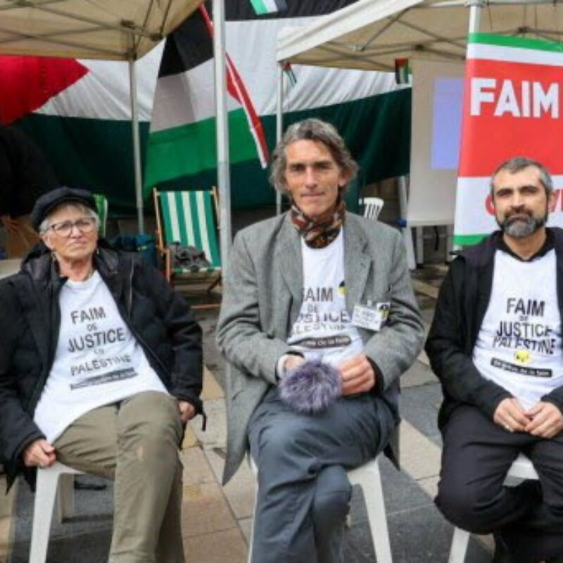 « FAIM DE JUSTICE POUR LA PALESTINE  » – 20 ième jour de grève de la faim; BESANCON . Prises de paroles citoyennes